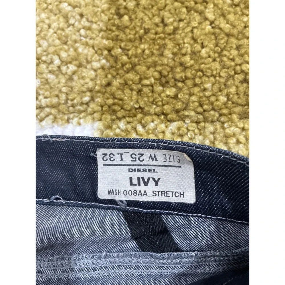 Diesel Livy Slim Straight Dark Wash Jeans Womens Size‎ 25 W25 L32 Stretch Denim